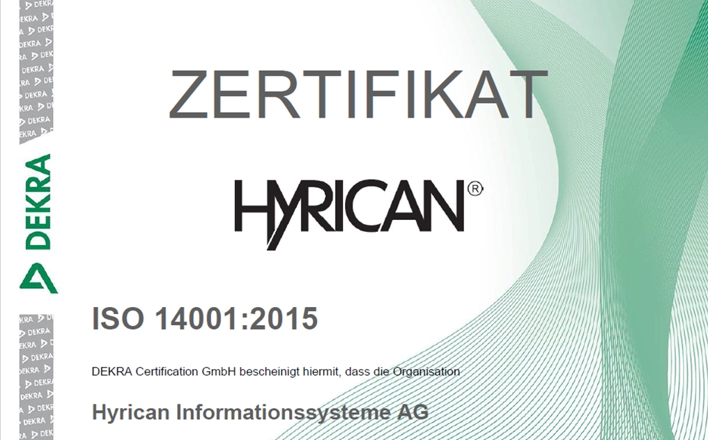 ISO 14001 Zertifizierung - Hyrican